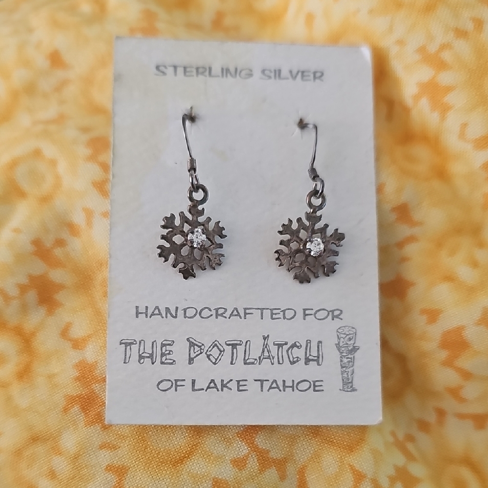 Sterling Silver Snowflake Earrings by